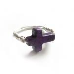 Purple Turquoise Cross Ring Wire Wrapped Any Size..