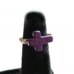 Purple Turquoise Cross Ring Wire Wrapped Any Size..