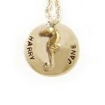 Silver Seahorse Pendant Hand Stamped Necklace..