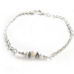 Gemstone Nugget Anklet White Mother Of Pearl Black..