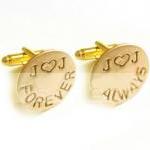 Love Forever Cufflinks Initial Heart Hand Stamped..