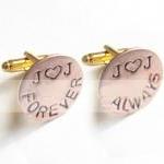 Love Forever Cufflinks Initial Heart Hand Stamped..