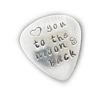 Guitar Pick Love You To The Moon And Back Hand Stamped Aluminum Music Lovers Men Gift Birthday