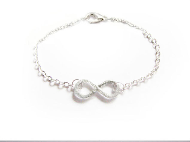 Wire Wrapped nfinity Anklet Bracelet Knot Silver Plated Chain Hammered Jewelry wear two side