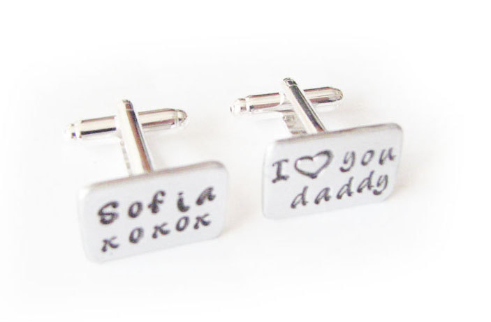 3/4 Men Cufflinks Name Hand Stamped Cuff Links Wedding Personalized Keepsake Father Gift Aluminum Or Brass